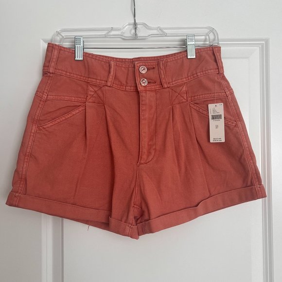 Anthropologie Pilcro Relaxed Pleat Shorts in Peach Size 27 - Picture 1 of 3